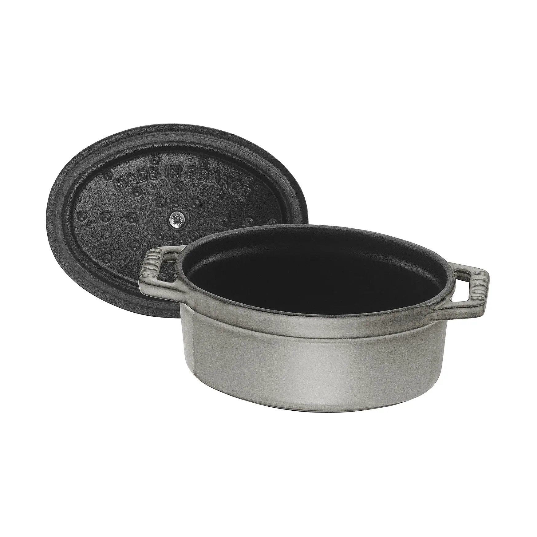 Staub La Cocotte ovale minipan gietijzer 0,25 L, Grafietgrijs STAUB