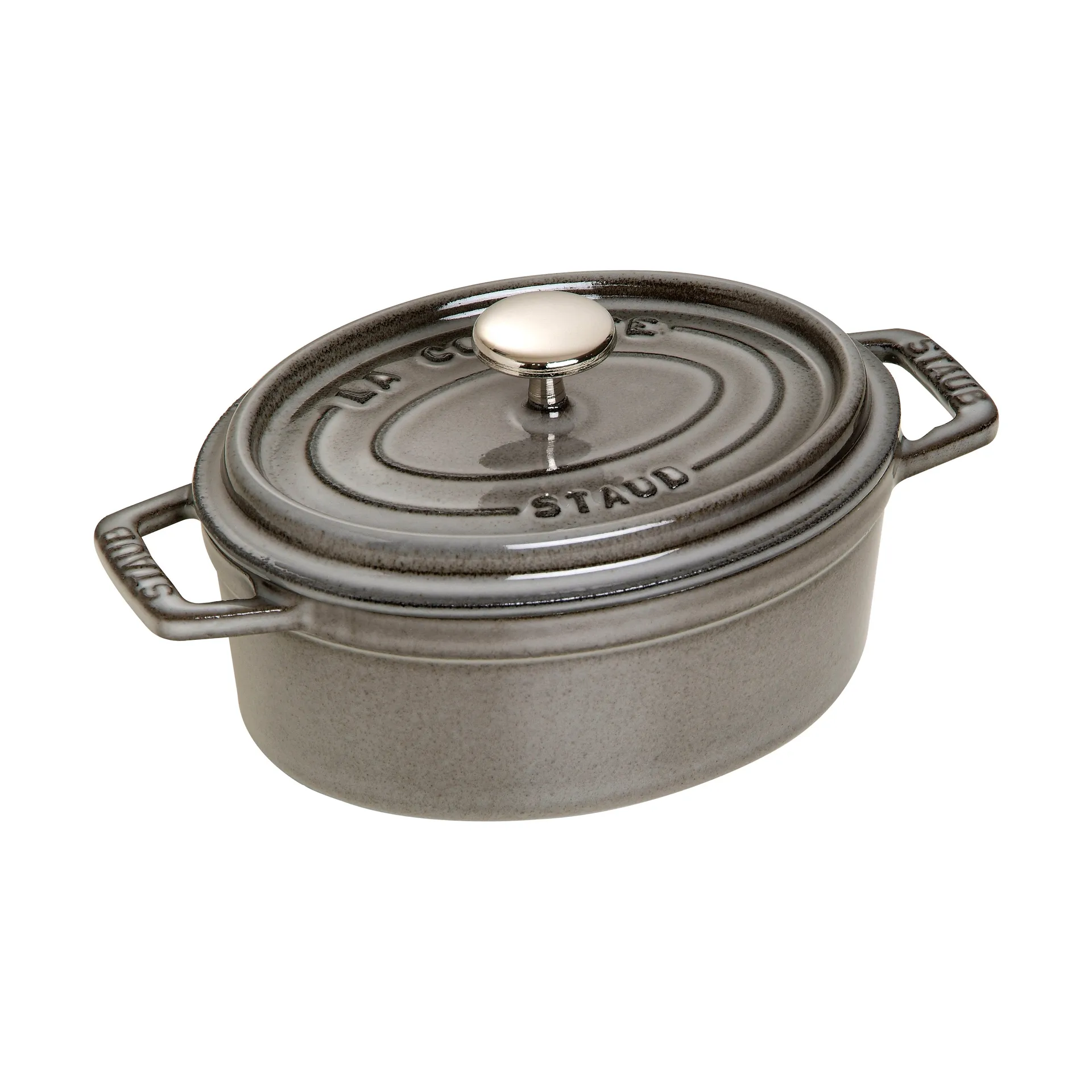 Staub La Cocotte ovale pan gietijzer 0,6 L, Grafietgrijs STAUB