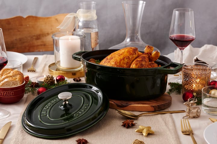 Staub La Cocotte ovale pan gietijzer 5,5 L, Basilicumgroen STAUB