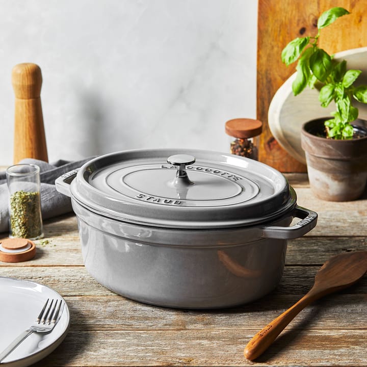 Staub La Cocotte ovale pan gietijzer 6,7 L, Grafietgrijs STAUB