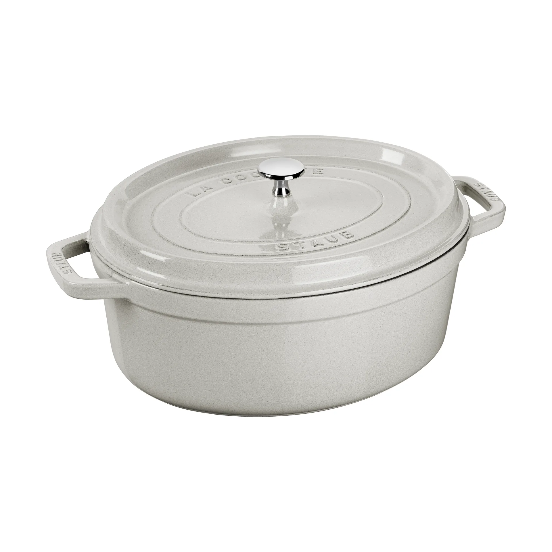 Staub La Cocotte ovale pan gietijzer 6,7 L, White truffel STAUB