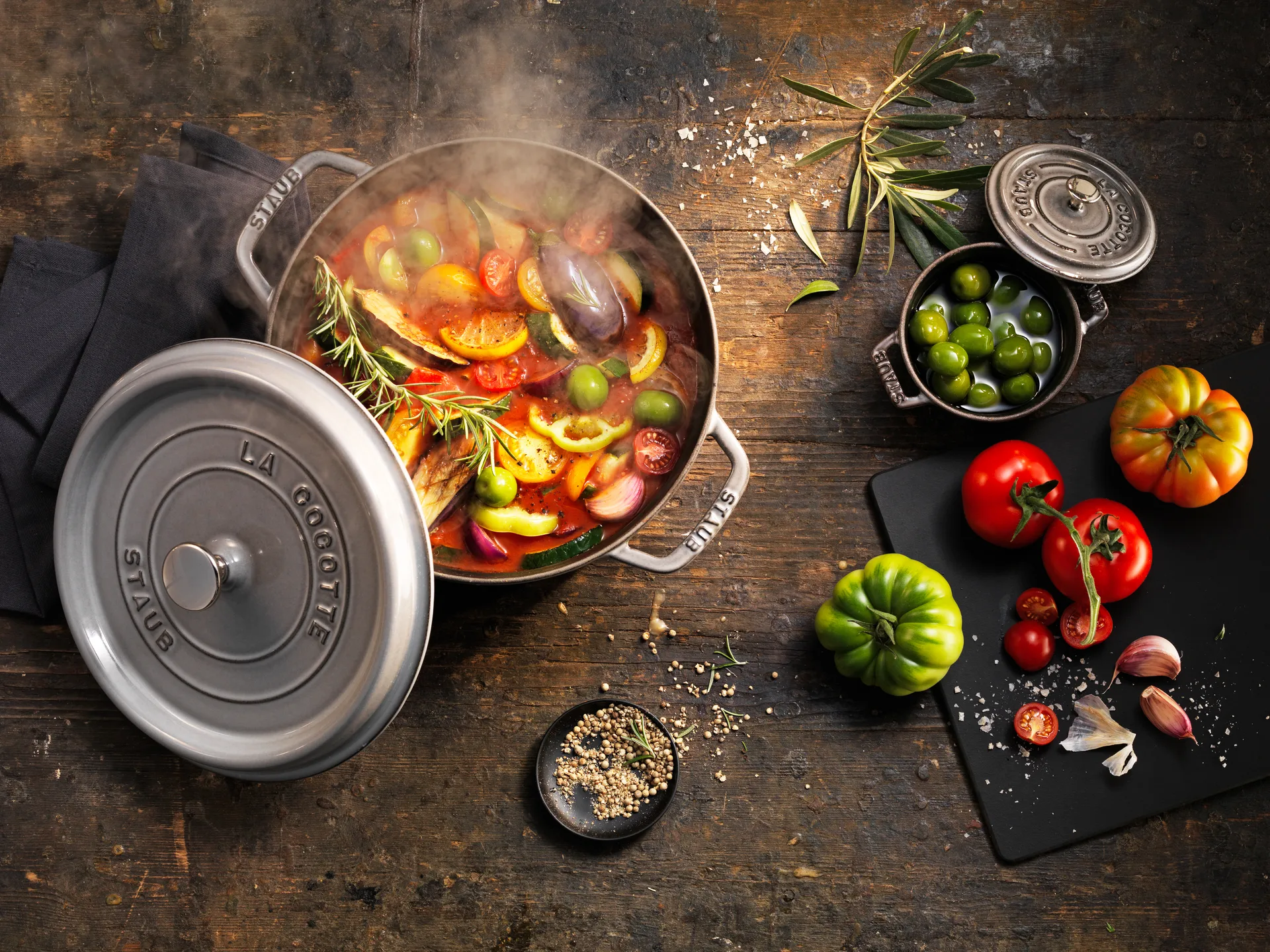 Staub La Cocotte ronde pan gietijzer 12,6 L, Grafietgrijs STAUB