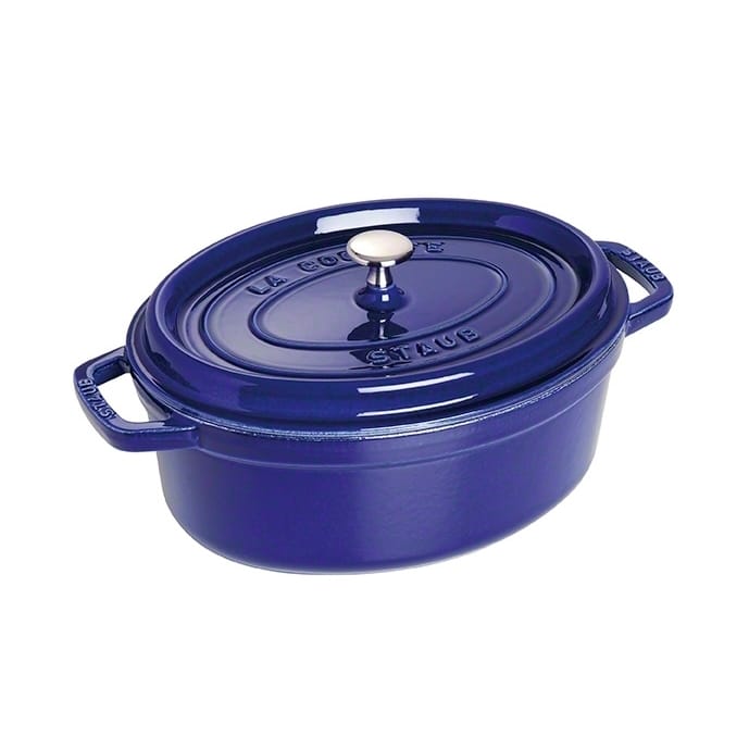 Staub ovale braadpan van gietijzer, drie lagen emaille 4,2 l - donkerblauw - STAUB