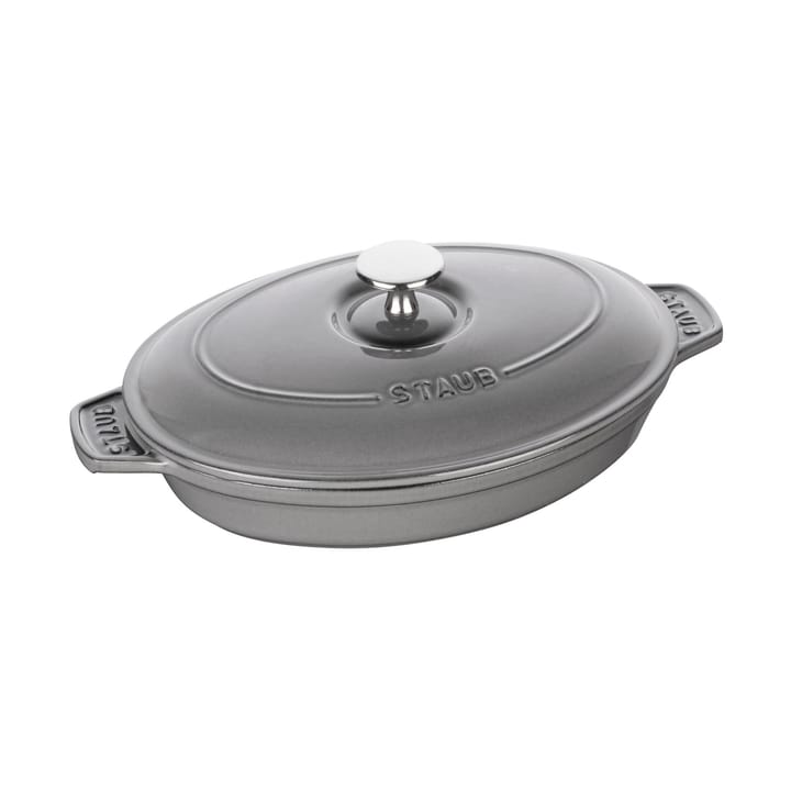 Staub ovenschaal gietijzer met deksel ovaal 23 cm - Grafietgrijs - STAUB