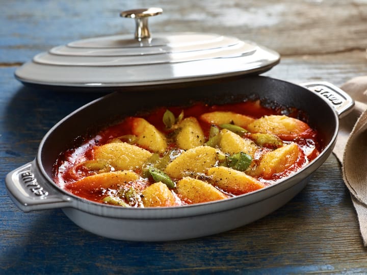Staub ovenschaal gietijzer met deksel ovaal 23 cm, Grafietgrijs STAUB