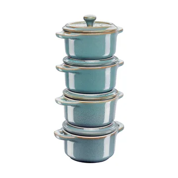 Staub pannenset mini Ø10 cm 4-pack - Antiek turquoise - STAUB