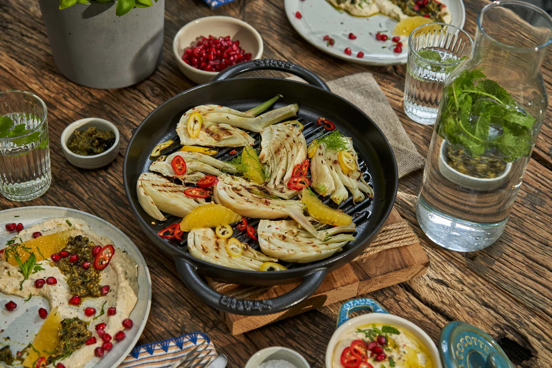 Staub Pure grillpan gietijzer rond zwart, Ø26 cm STAUB