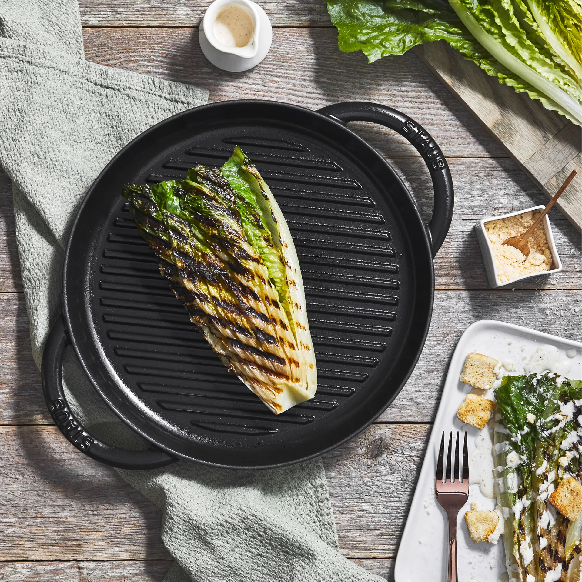 Staub Pure grillpan gietijzer rond zwart, Ø30 cm STAUB