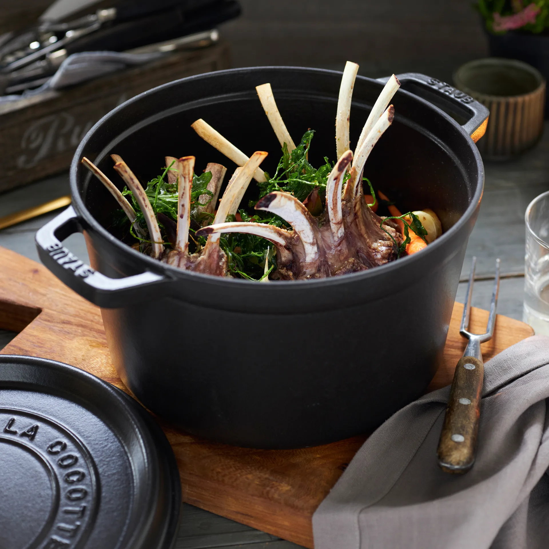 Staub ronde braadpan hoog model 4,8 L, Matzwart STAUB