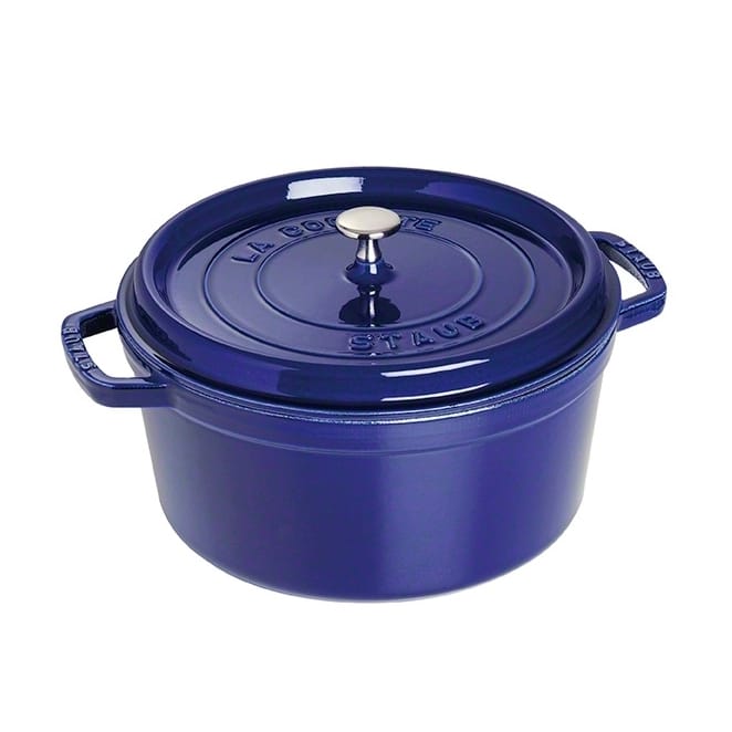 Staub ronde braadpan van gietijzer, drie lagen emaille 6,7 l - donkerblauw - STAUB