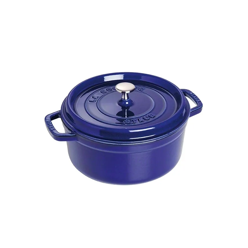 Staub ronde gietijzeren pan, drie lagen emaille 3,8 l, donkerblauw STAUB