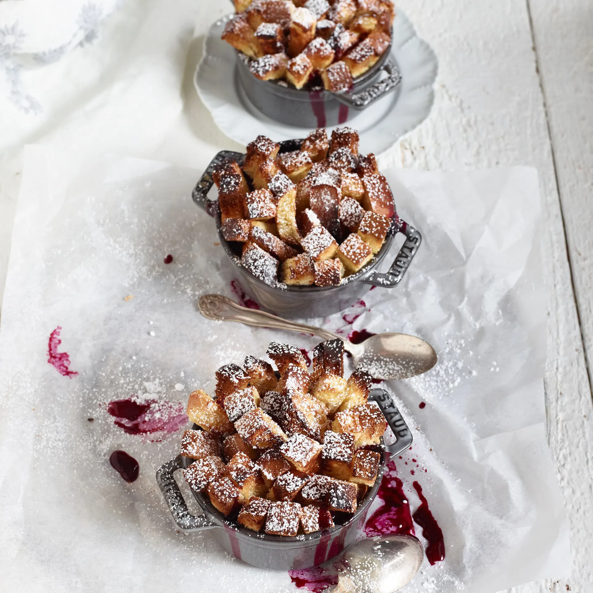 Staub serveerhouder voor 3 mini potten, Bamboe STAUB