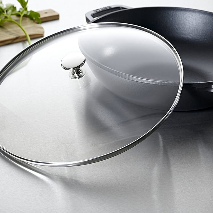 Wok met glazen deksel Ø30 cm 4,4 L, Grijs STAUB