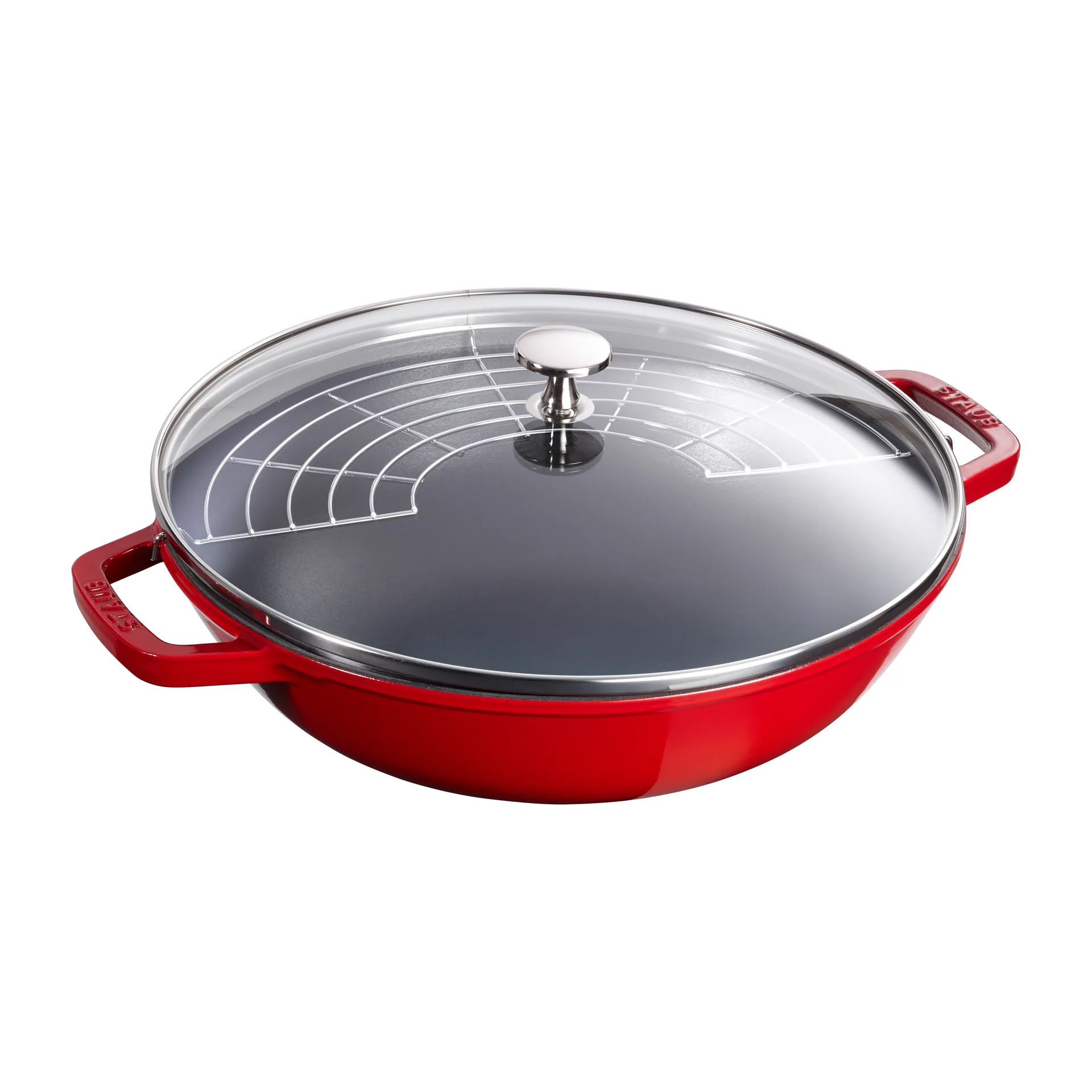 Wok met glazen deksel Ø30 cm 4,4 L, Rood  STAUB