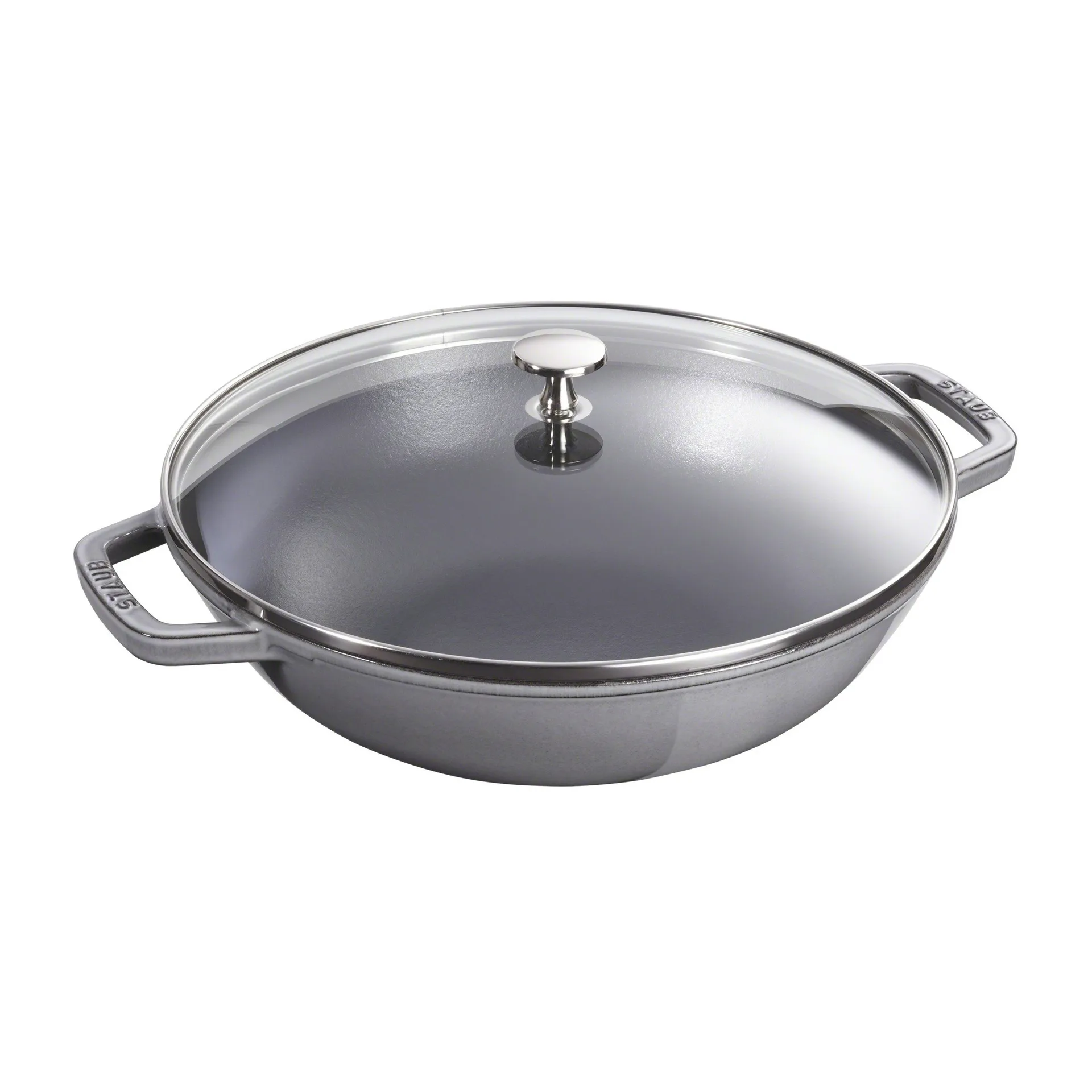 Wok met glazen deksel Ø37 cm 5,7 L, Grijs STAUB