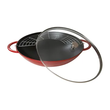 Wok met glazen deksel Ø37 cm 5,7 L - Rood  - STAUB
