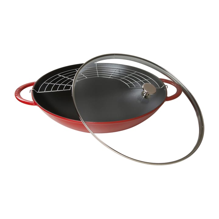 Wok met glazen deksel Ø37 cm 5,7 L - Rood  - STAUB