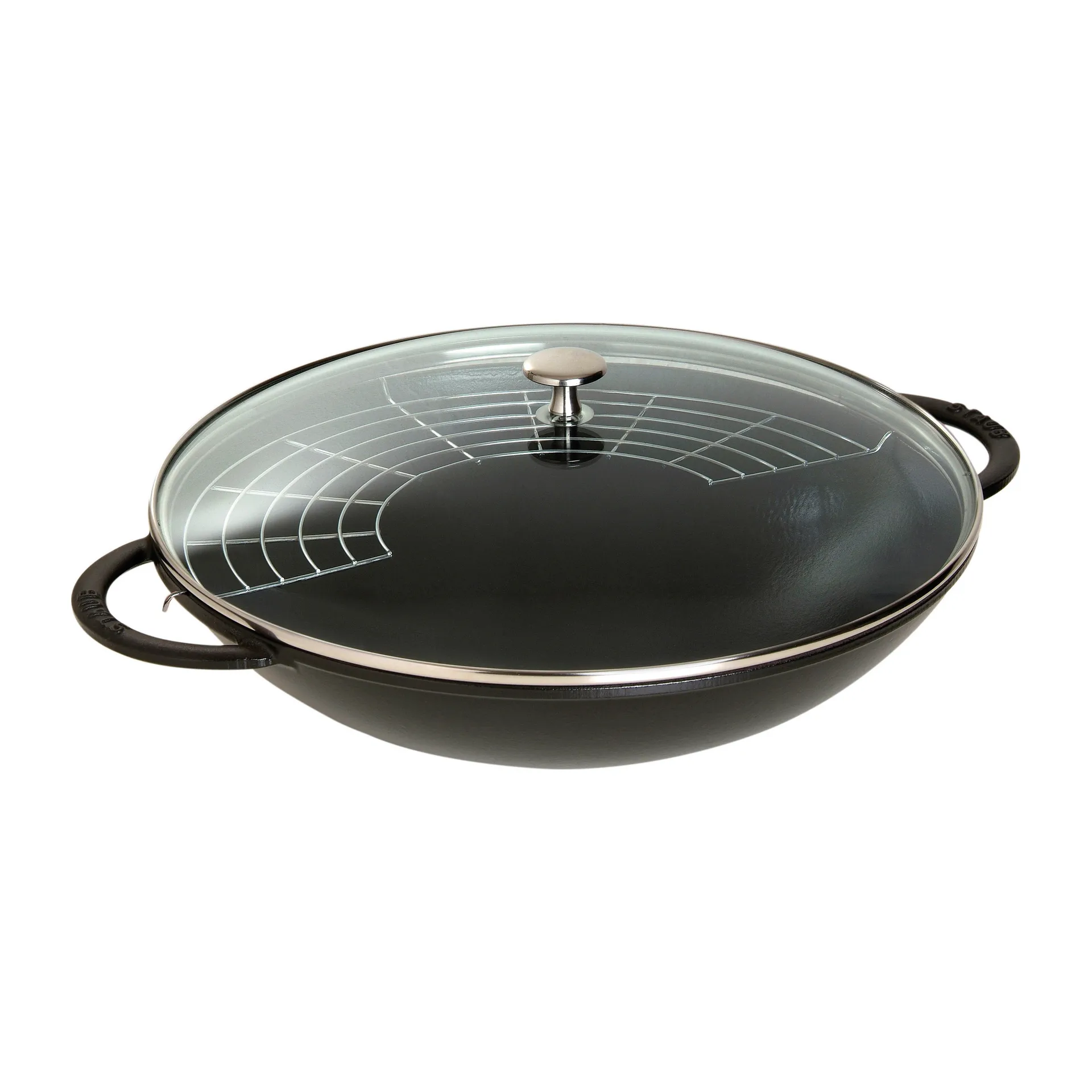 Wok met glazen deksel Ø37 cm 5,7 L, Zwart STAUB