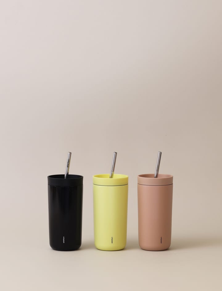 To Go Sip thermosbeker met rietje 0,4 L, Soft black Stelton