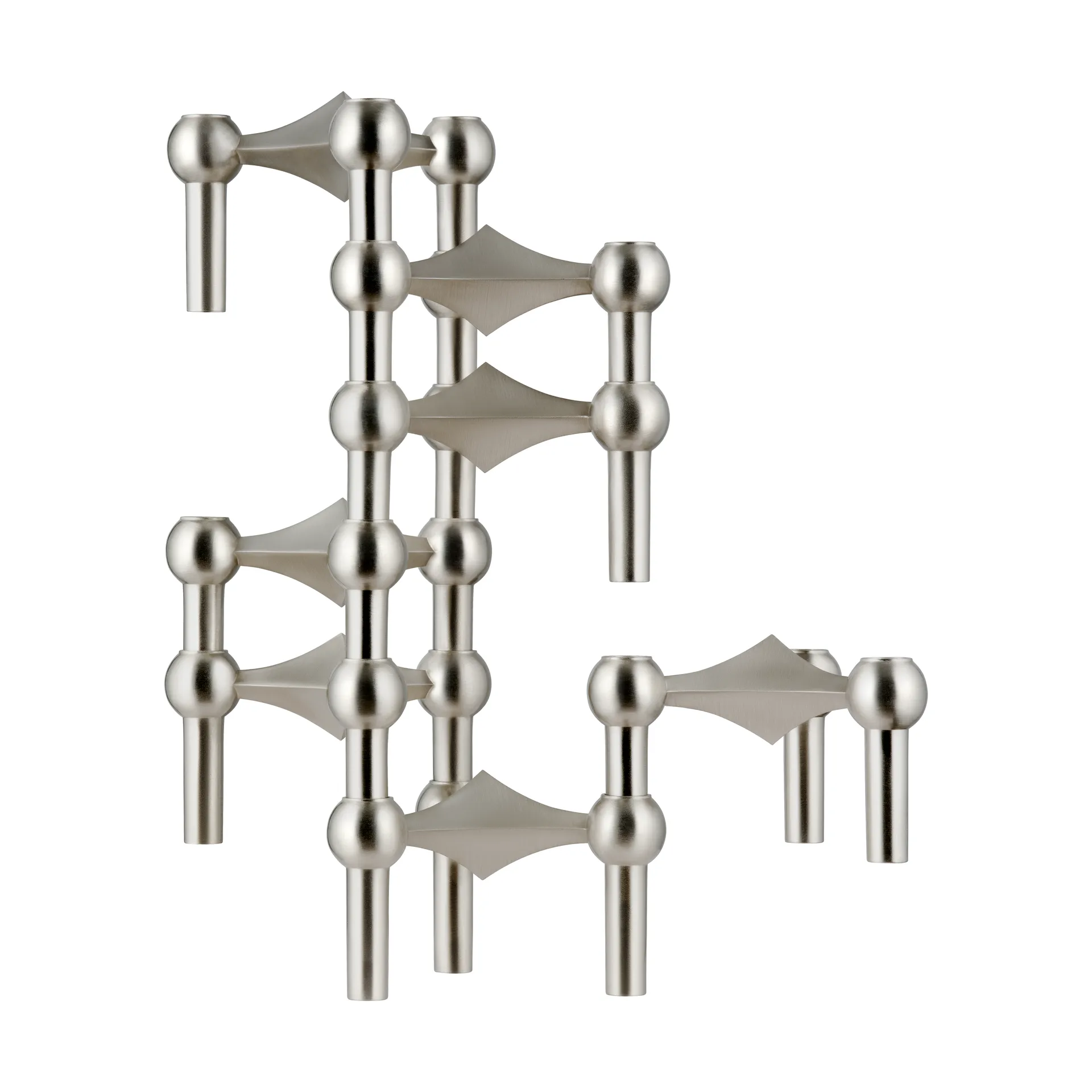 Nagel kandelaar, Geborsteld chroom STOFF