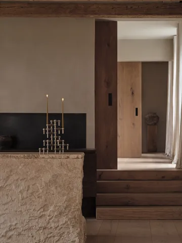 Nagel kandelaar - Geborsteld chroom - STOFF