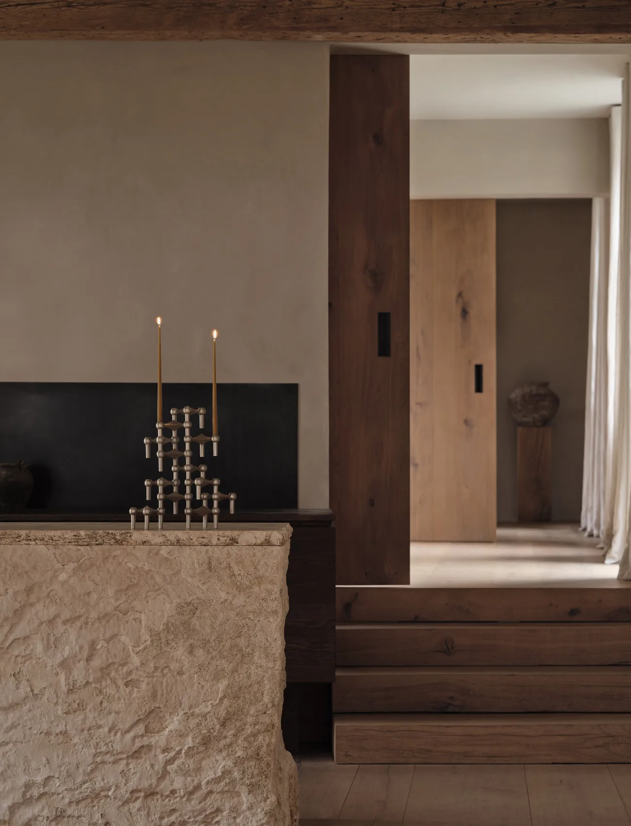 STOFF Nagel kandelaar 3-pack, Geborsteld chroom STOFF Nagel