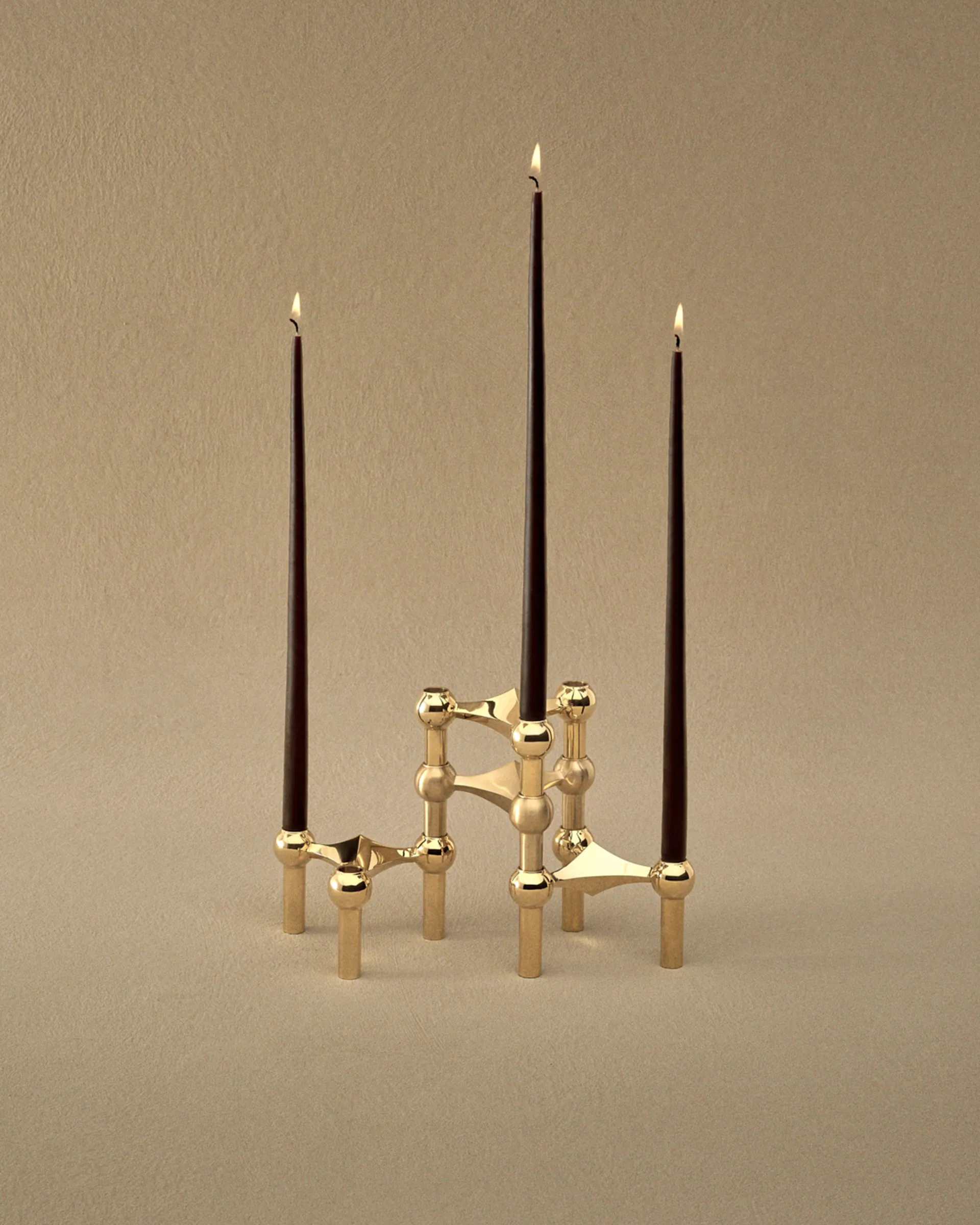 STOFF Nagel kandelaar 3-pack, messing STOFF Nagel