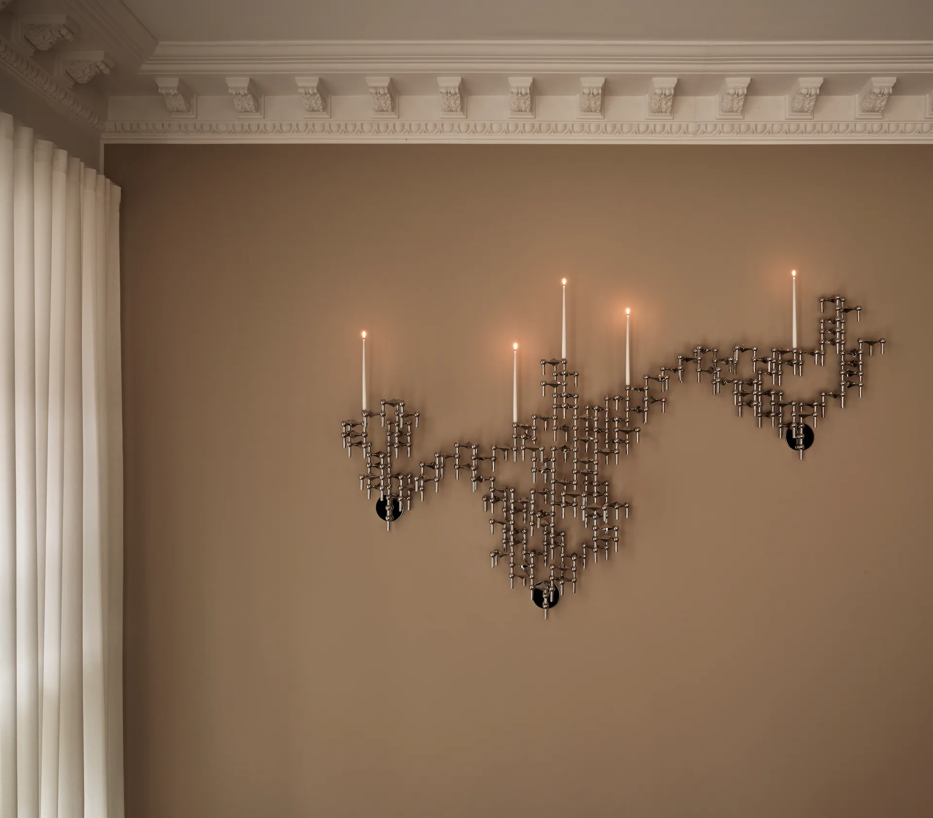 STOFF Nagel kandelaar wand, Chrome STOFF Nagel