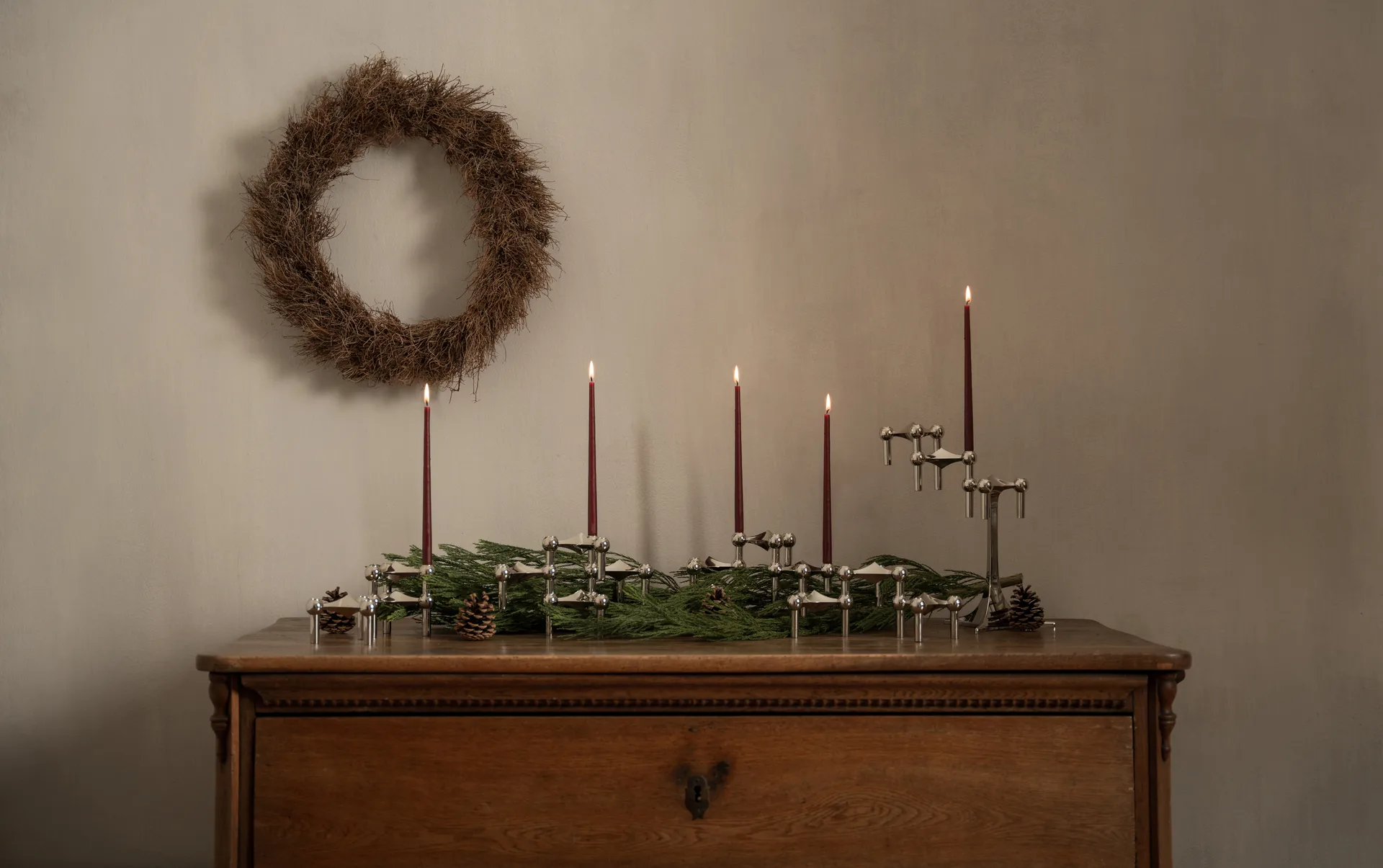 STOFF Nagel taps toelopende kaars by ester & erik 6-pack, Burgundy red STOFF Nagel