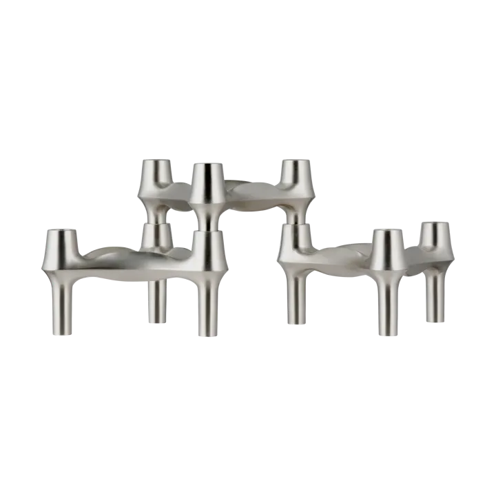 STOFF BMF kandelaar 3-pack - Geborsteld chroom - STOFF