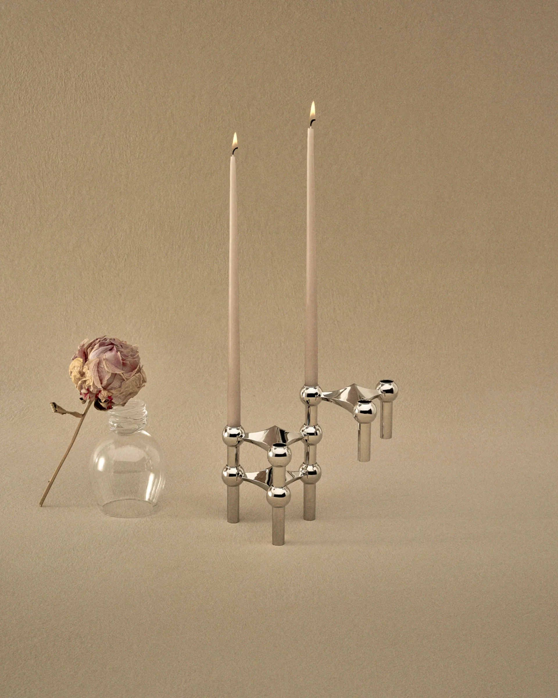 STOFF Nagel kandelaar 3-pack, chroom STOFF