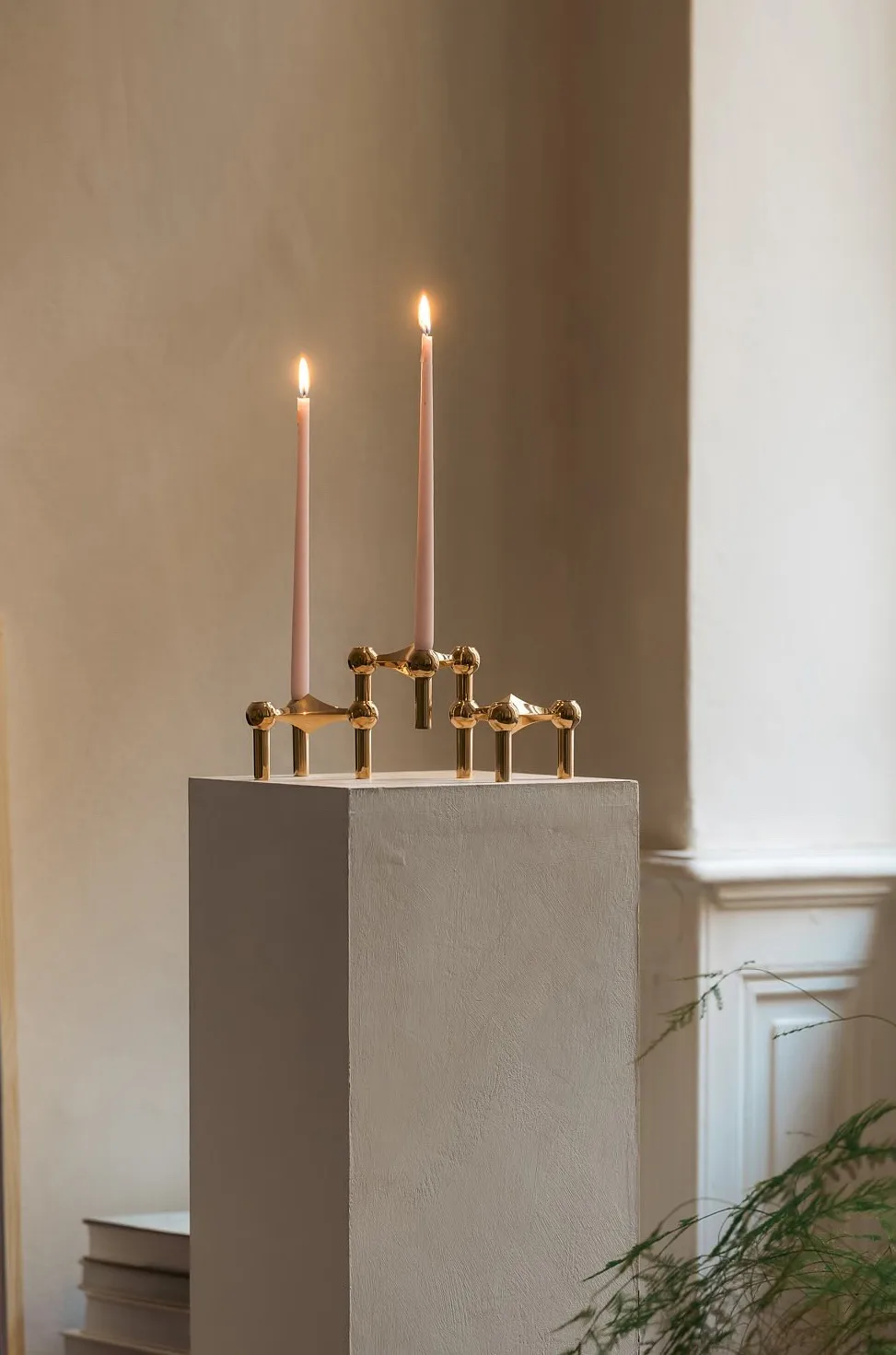 STOFF Nagel kandelaar 3-pack, messing STOFF