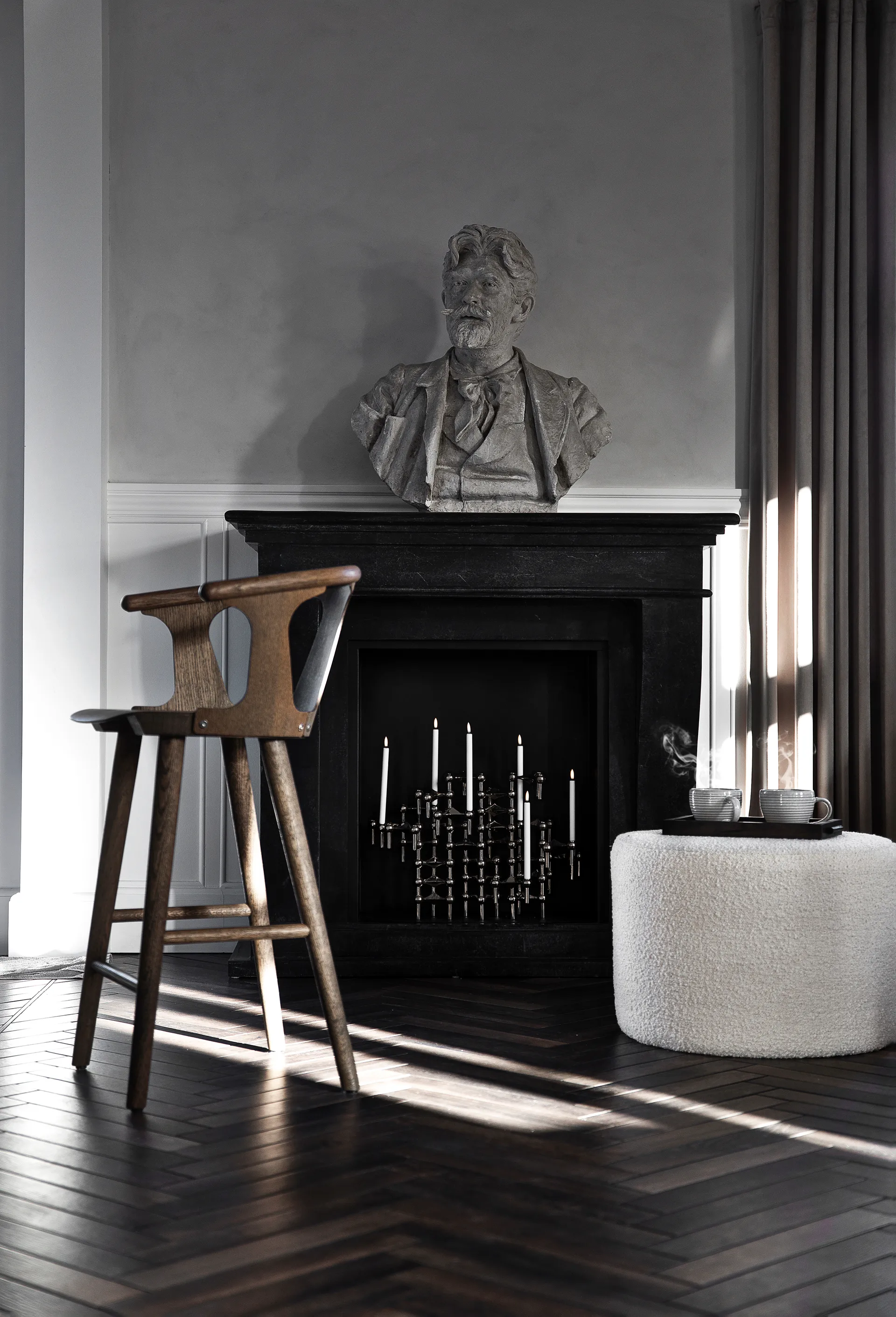 STOFF Nagel kandelaar 3-pack, Zwart chroom STOFF