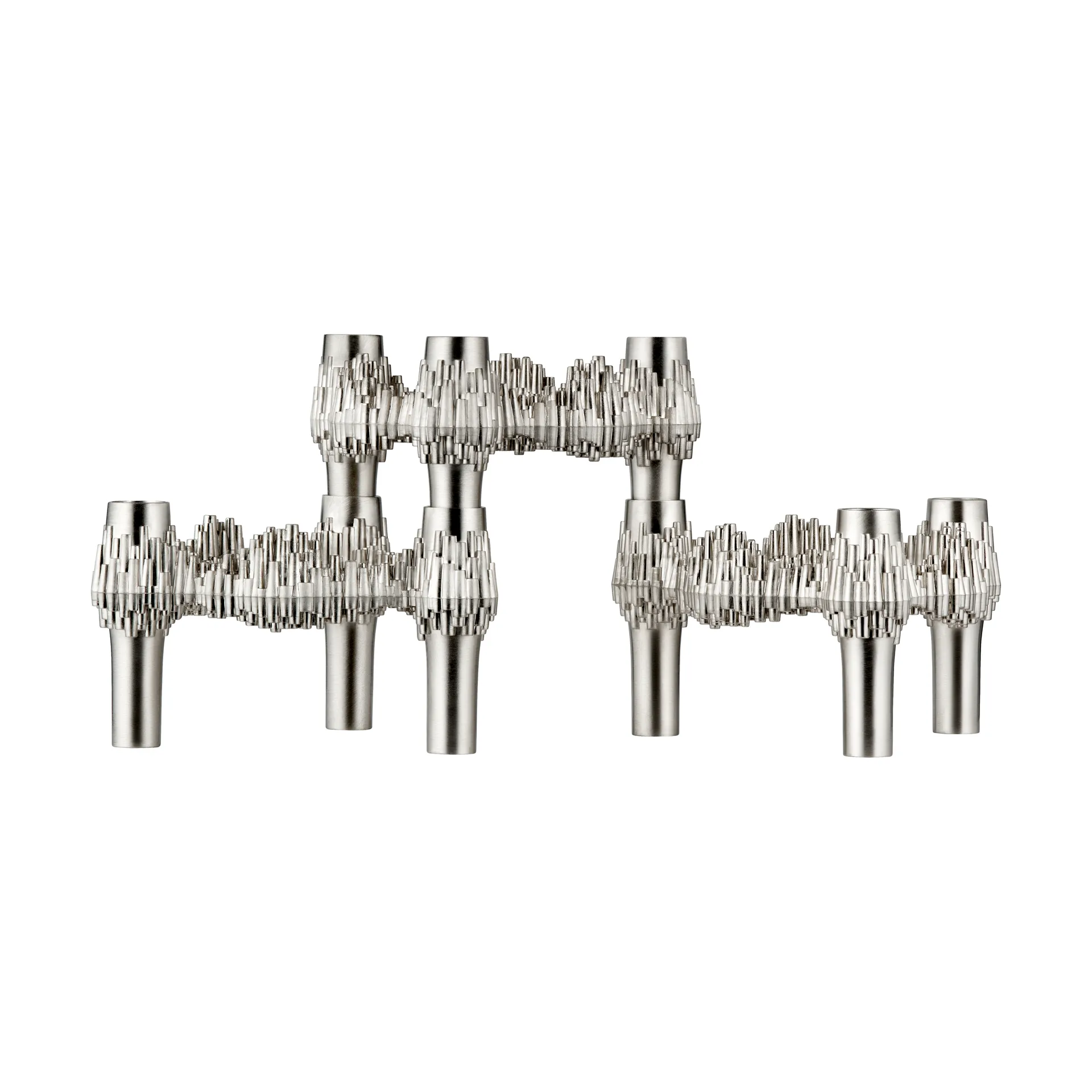 STOFF Quist kandelaar 3-pack, Brushed chroom STOFF