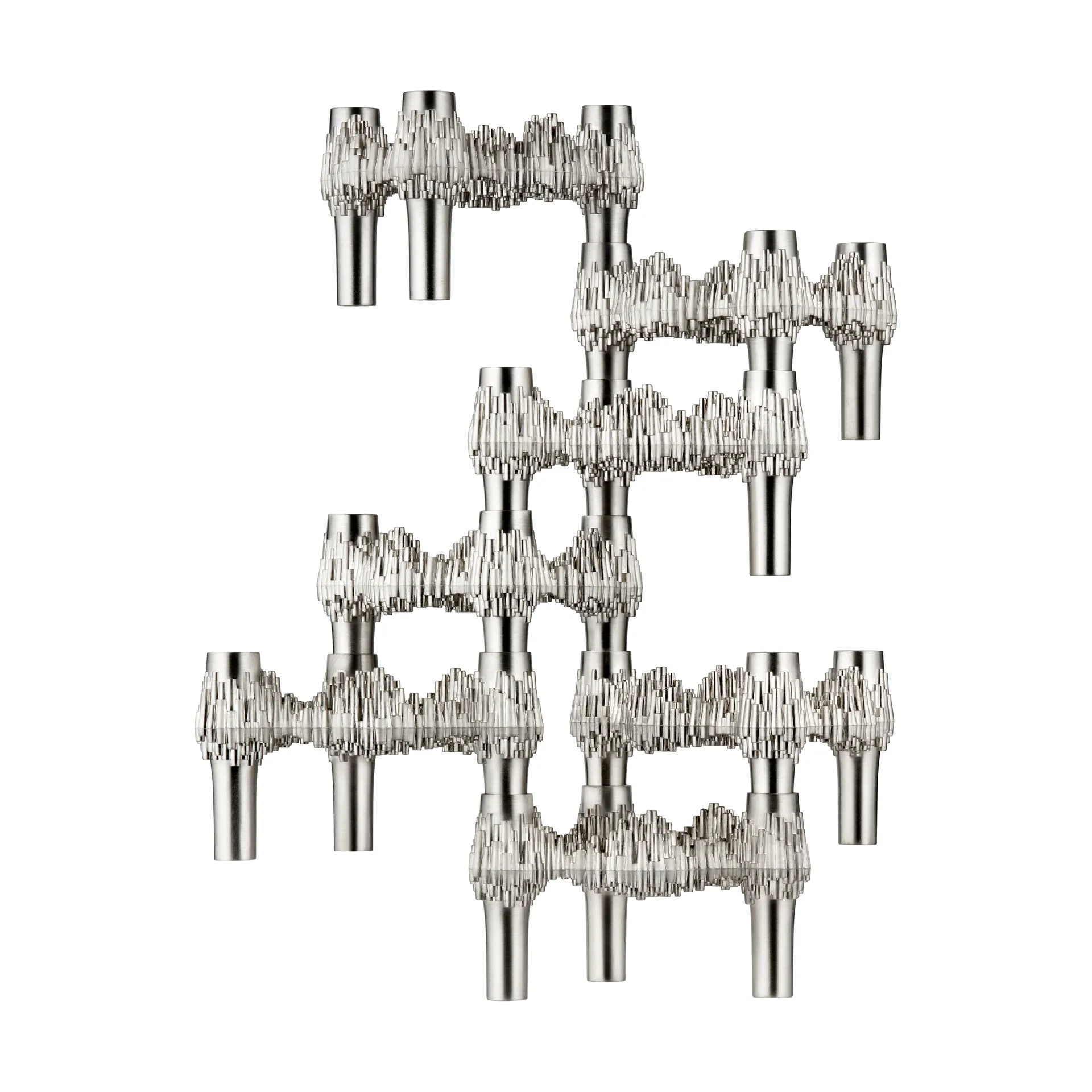 STOFF Quist kandelaar 3-pack, Brushed chroom STOFF