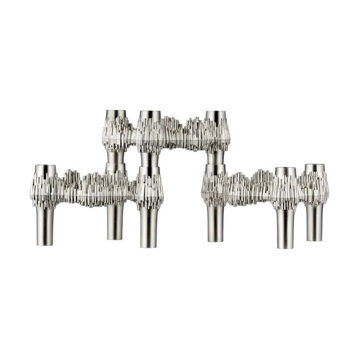 STOFF Quist kandelaar 3-pack - Geborsteld chroom - STOFF