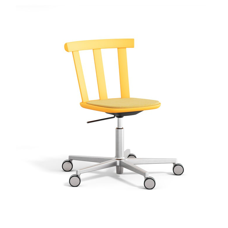 Stolab Alt draaibare stoel beklede zitting berkenhout Hallingdal 65-407 yellow-klargul 80