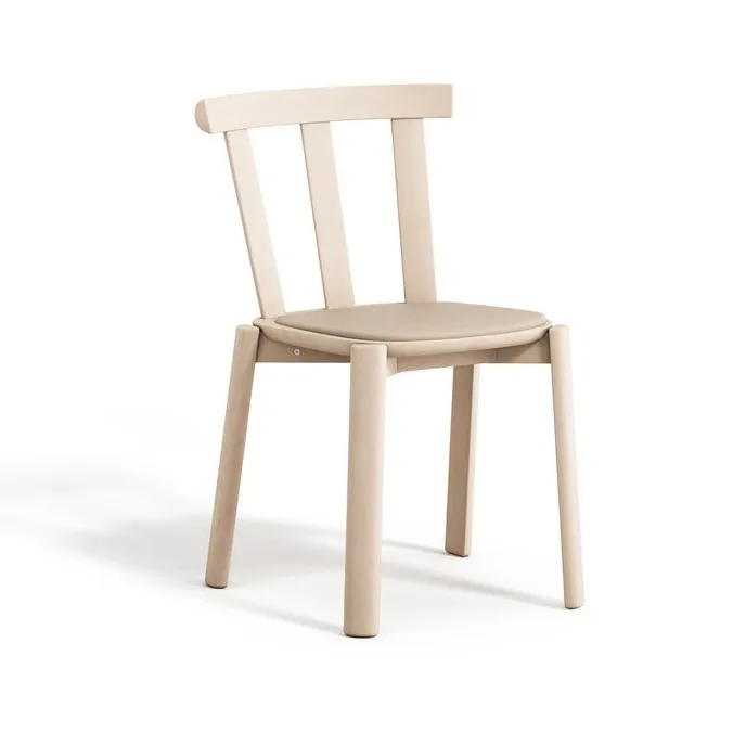 Alt stoel beklede zitting berkenhout, Hallingdal 65-200 beige-licht matte lak Stolab