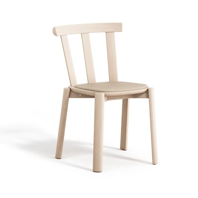Alt stoel beklede zitting berkenhout - Hallingdal 65-200 beige-licht matte lak - Stolab