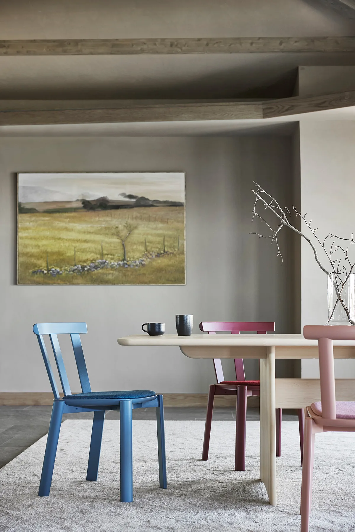 Alt stoel beklede zitting berkenhout, Hallingdal 65-754 blue-östersjöblå 28 Stolab