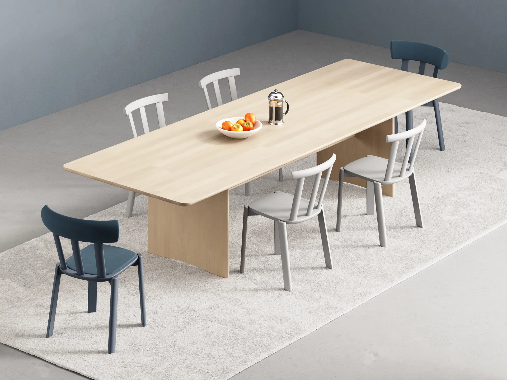 Alt stoel beklede zitting berkenhout, Vidar 4, 733 blue-åska 66 Stolab