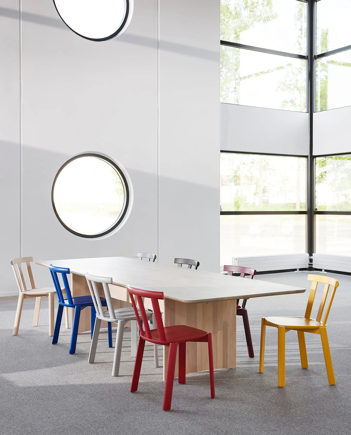 Alt tafel 320x110 cm berkenhout, Lichte matte lak Stolab
