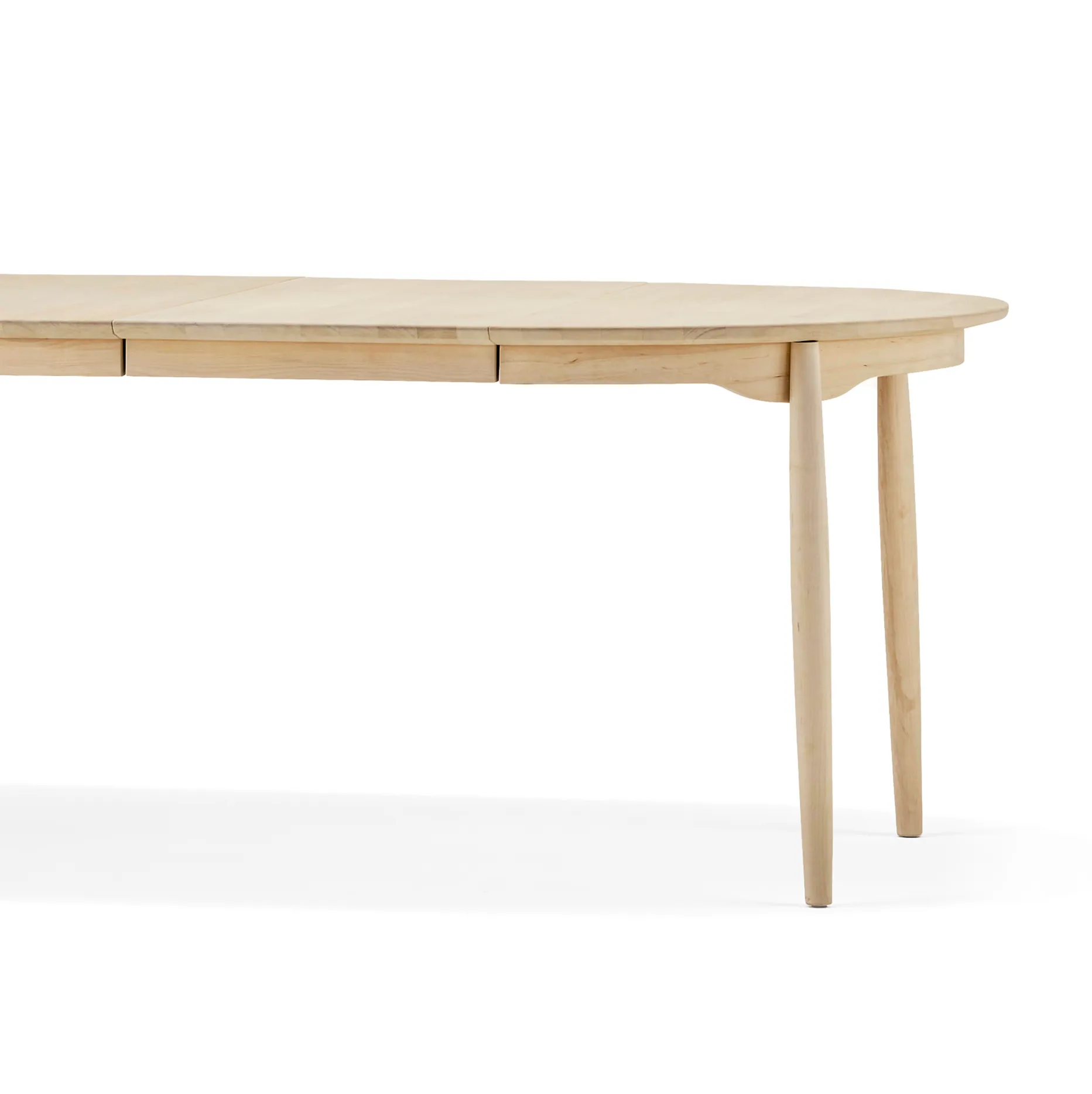 Carl eettafel berkenhout, Naturel olie, 2 inlegbladen Stolab