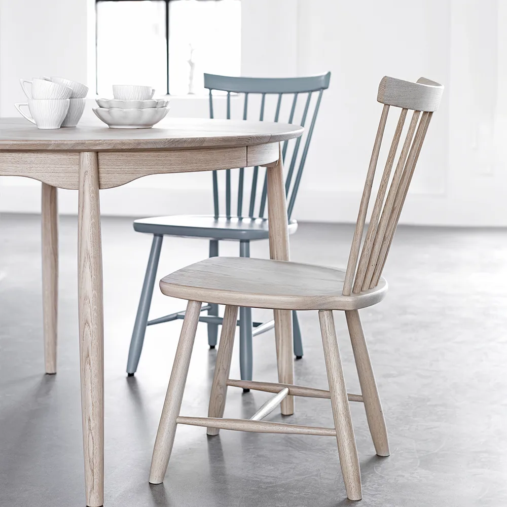 Carl eettafel berkenhout, Witte olie, vast blad (niet deelbaar) Stolab