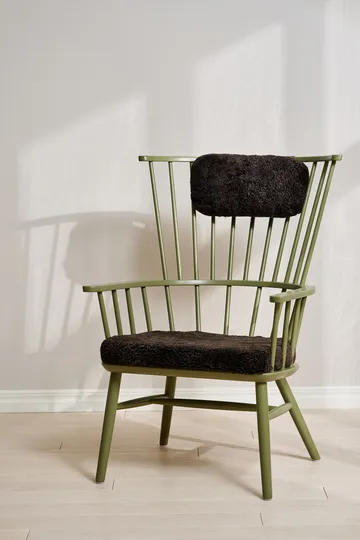 Henriette fauteuil kussen&nekkussen olive green-Espresso - Stolab