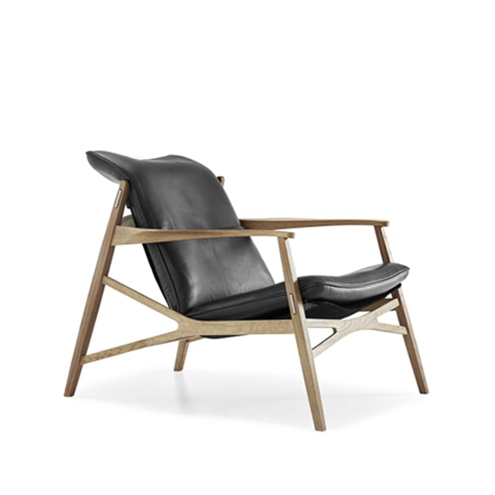 Link loungefauteuil - leer tärnsjö donkerbruin, naturel geolied eikenhout, zwart canvas - Stolab