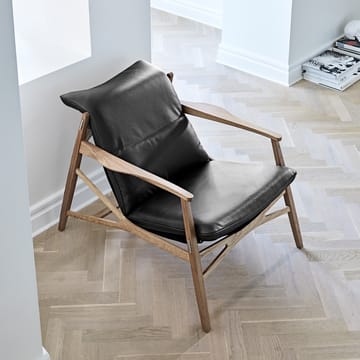 Link loungefauteuil - leer tärnsjö donkerbruin, naturel geolied eikenhout, zwart canvas - Stolab