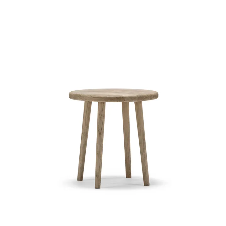 Miss Button ronde kruk - Eikenhout witte olie, laag, Ø44x45 cm - Stolab