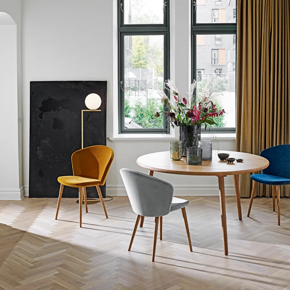 Miss Tailor tafel Ø90 cm, eikenhout naturel olie, vast tafelblad Stolab