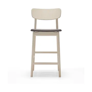 Prima Vista barkruk - leer Elmosoft donkerbruin-licht matgelakt berkenhouten onderstel, 65 cm - Stolab